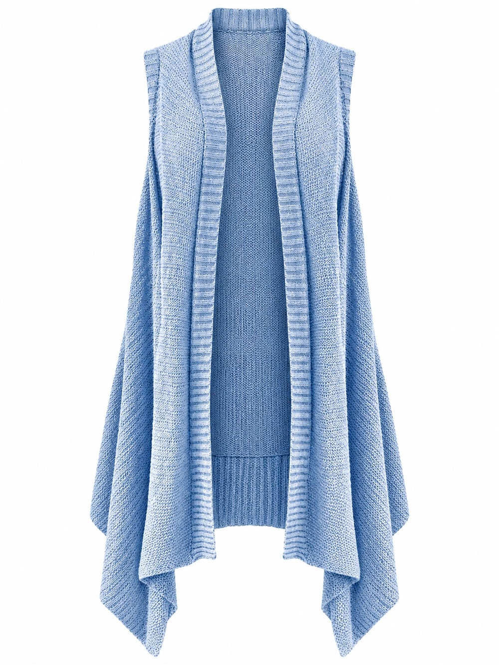 Jessica Blue Marled Open Front Waterfall Knit Vest XL 18